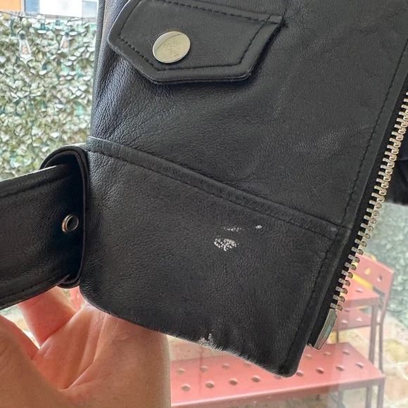 Acne Black Leather Jacket - Mock Style